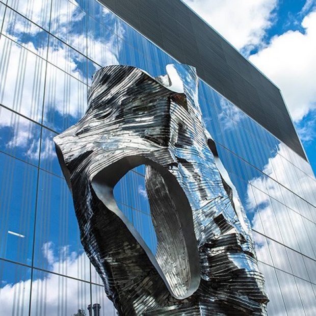 aluminum sculpture installed at Concordia's Loyola campus Applied Science Hub