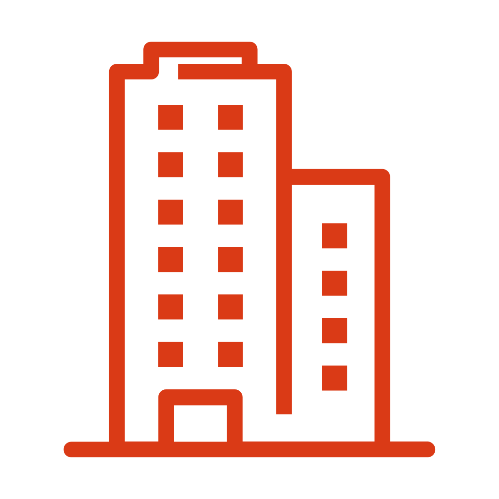 A detailed 3D model visualization of an urban area with various layers indicating different aspects of the built environment. It features a services menu with options such as 'Building Info', 'Energy Demand' and 'Network Solution'.