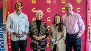 George and Inez Lengvari with Malick Sylvain and Brigitte Laganière, winners of the inaugural Joe and Ben Weider Athletic Leadership Awards  