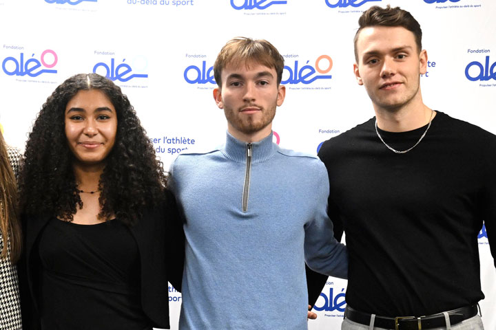 From left, Stingers Anna-Bianca Stevens-Cardin, Quentin Bourgeais and Mathieu Bizier,