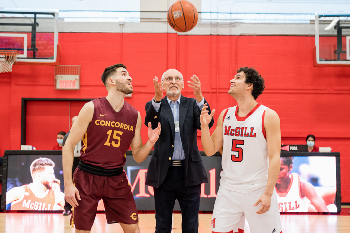 George Lengvari joins Concordia and McGill for tipoff at the annual rivalry game.