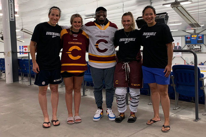 From left: Caroline Ouellette, Jessymaude Drapeau, Kevin Raphael, Emmy Fecteau, Julie Chu.