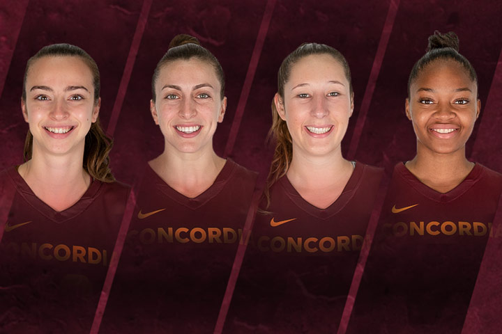 From left, Stingers Myriam Leclerc, Caroline Task, Coralie Dumont and Serena Tchida.