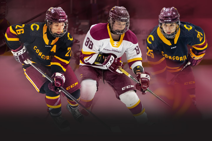 From left, Concordia standouts Brigitte Laganière, Émilie Lavoie and Stéphanie Lalancette.