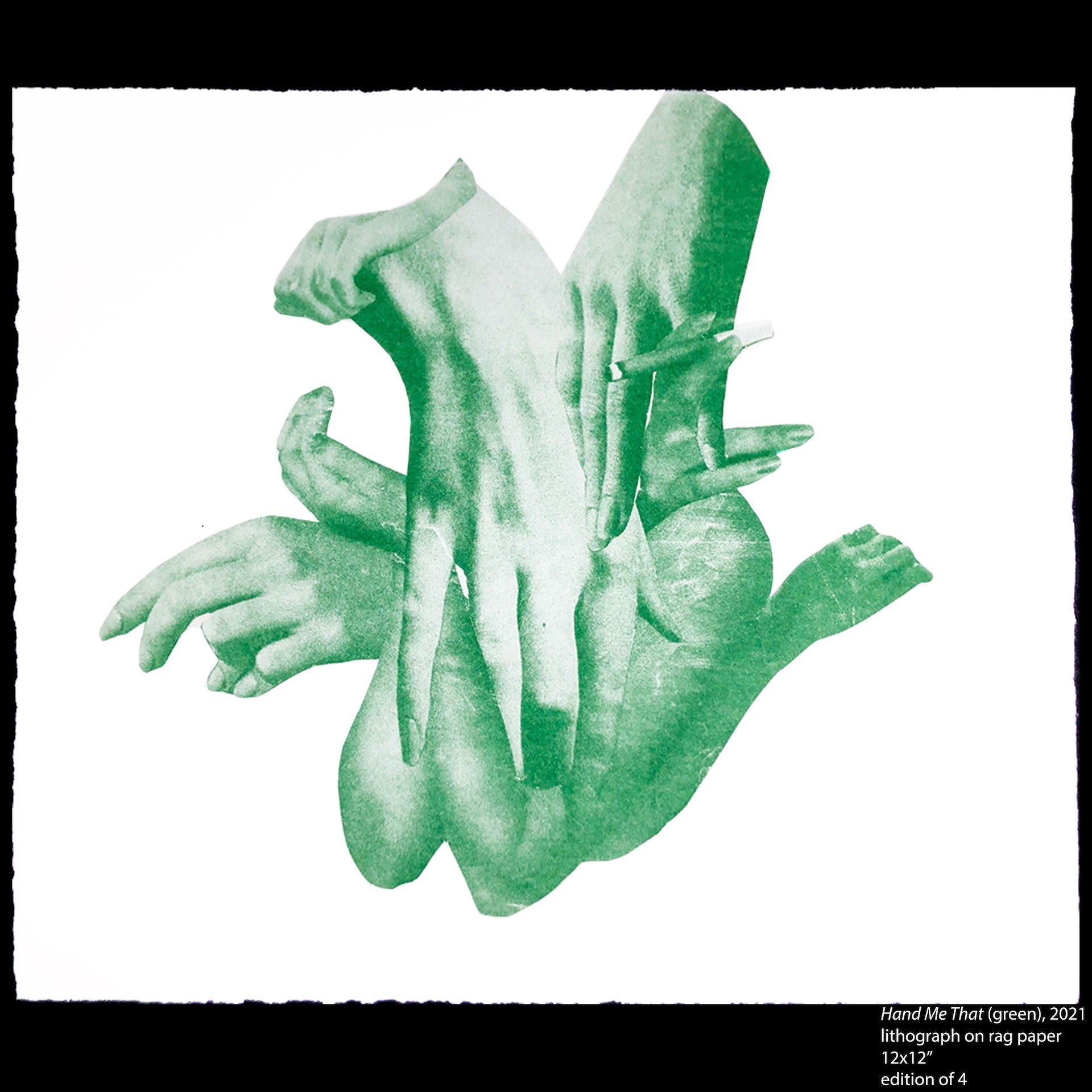 Green collage of hands by Jordan Utting