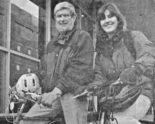 Avid cyclist Carol McQueen with her father, Concordia Professor Emeritus Hugh McQueen
