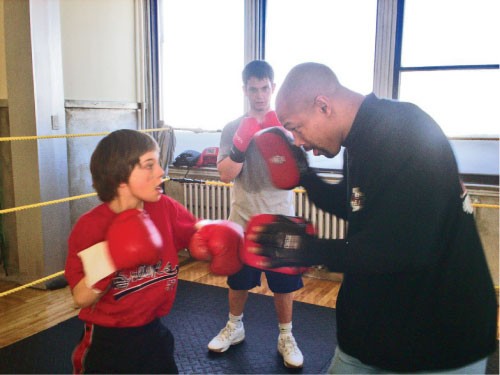 Otis Grant at a boxing workshop in Sutton Que.