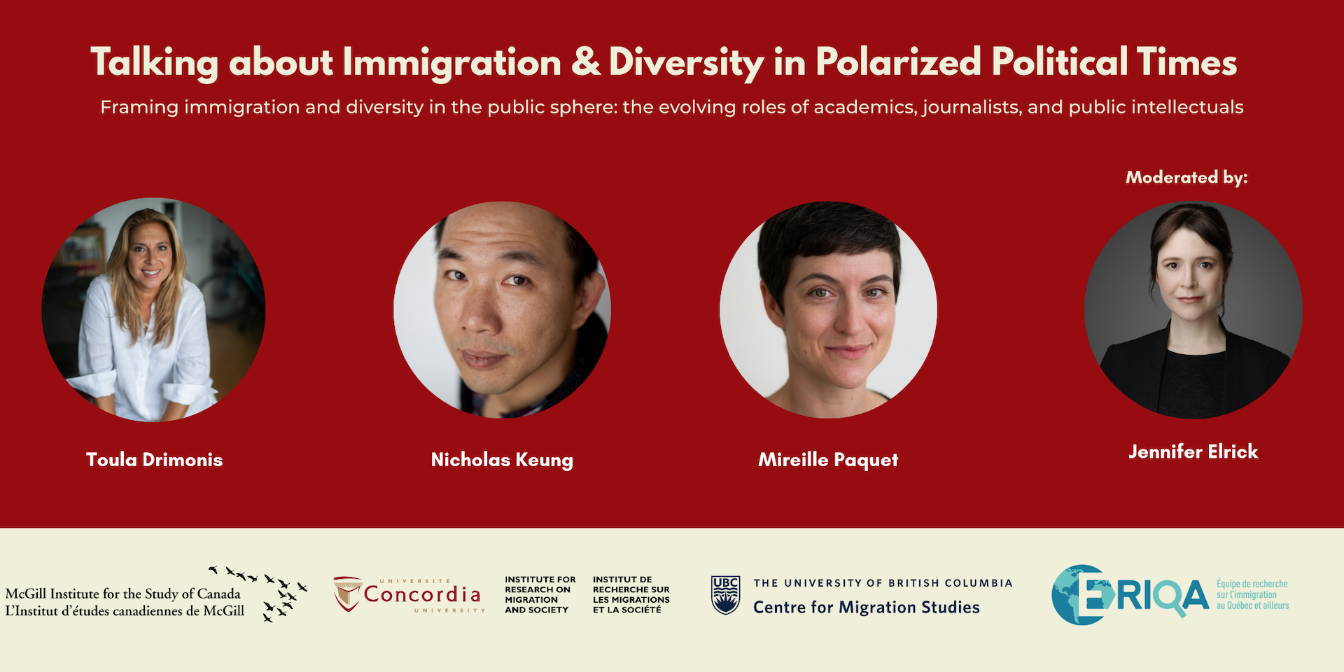 Picture of the three speakers Darrell Bricker (IPSOS), Mustafa Alio (R-SEAT), and Darcy Knoll (UNHCR)
