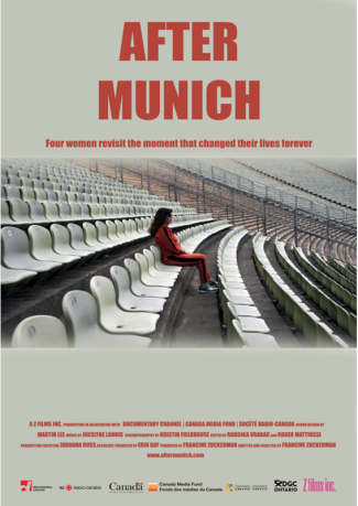 Movie poster showing woman in red track suit sitting in otherwise-empty sports arena.