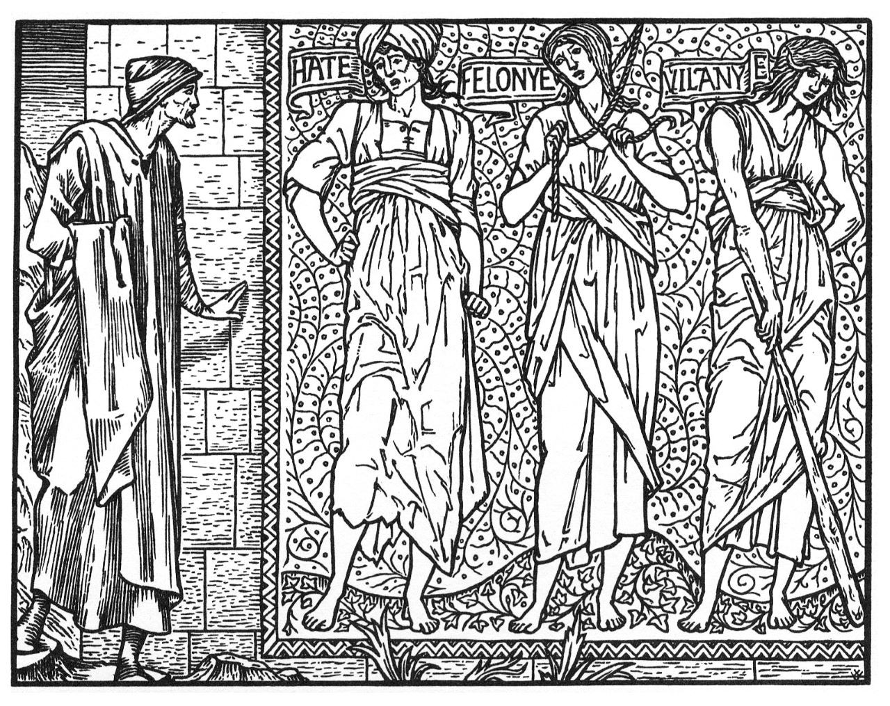Woodcut by William Morris, from the Kelmscott Chaucer