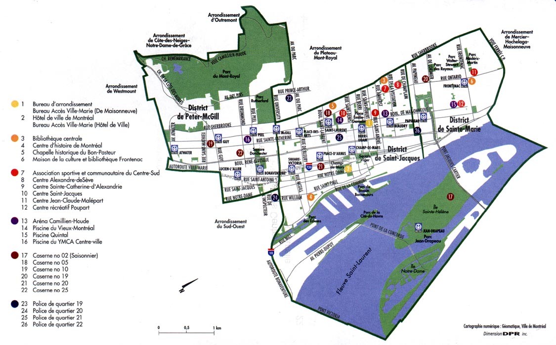 Map of Ville-Marie Borough