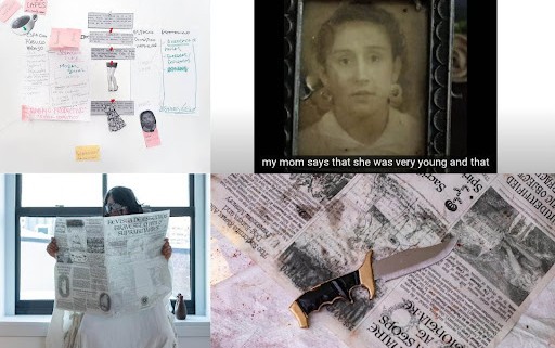 Collage of old and antique images including newspapers. 