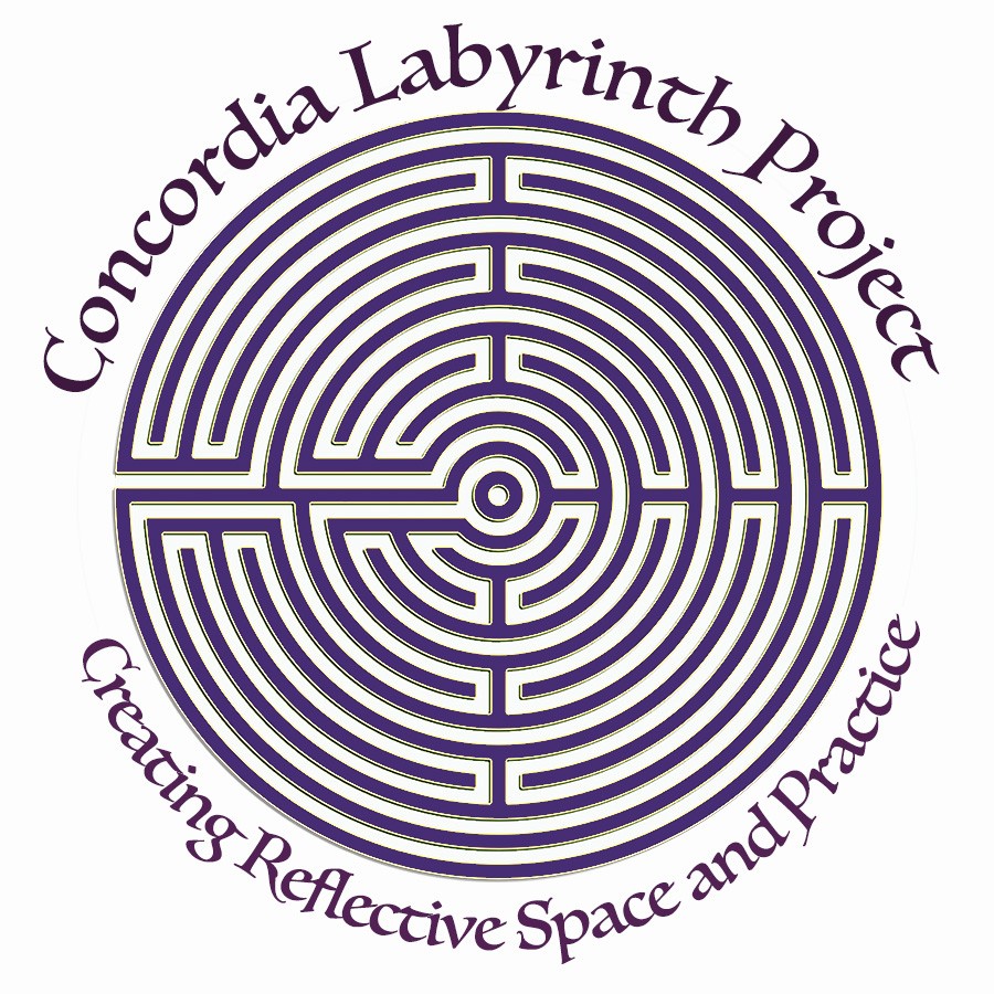 A picture of a labyrinth and our logo.
