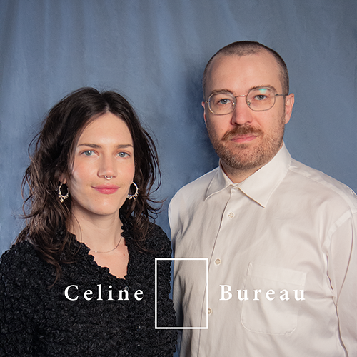 Colour photo of Elise Boudreau Graham and Hugo Dufour against a blue backdrop