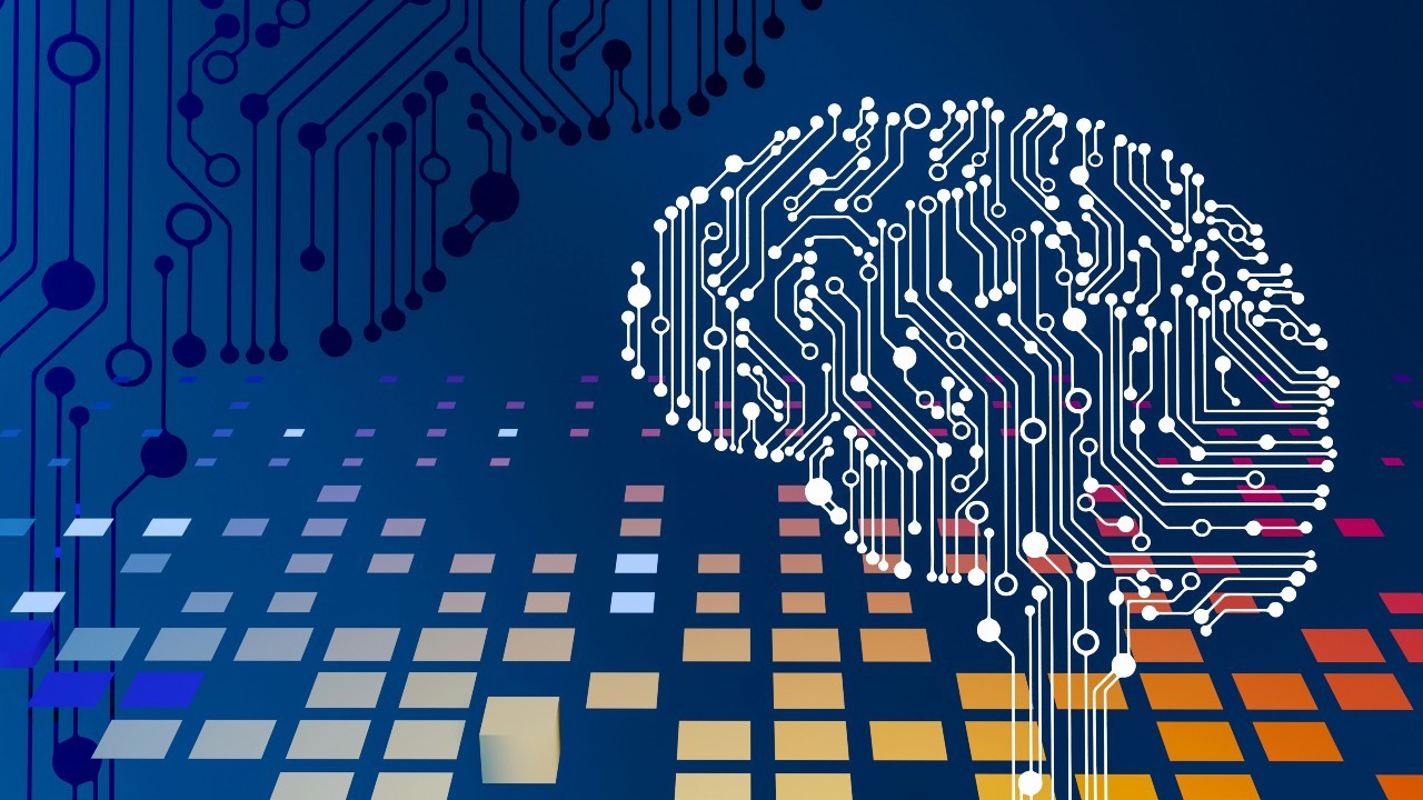 Illustration of a human brain made to look like computer motherboard