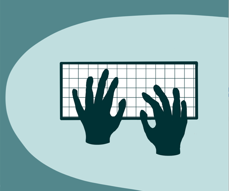 Illustration of hands typing on a keyboard
