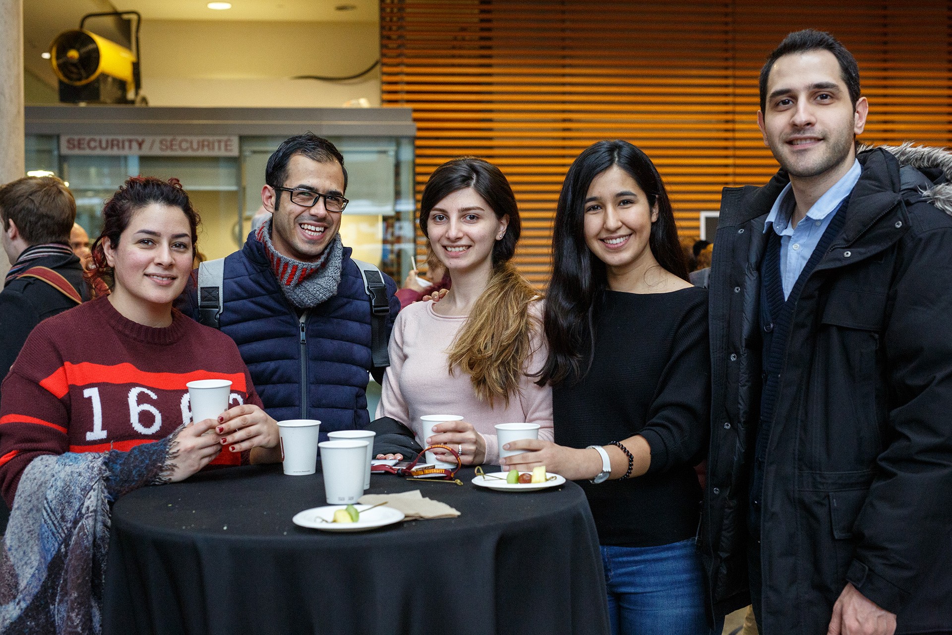 Students enjoy refreshments in Concordia's EV atrium