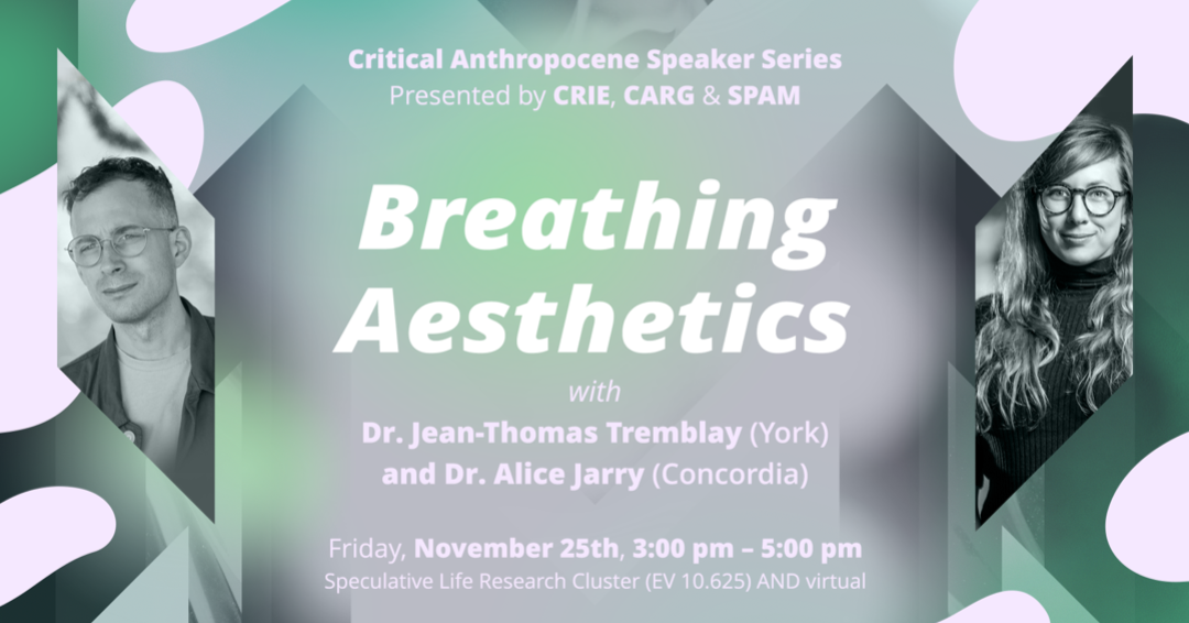 Poster with photos of the two speakers and the title "Breathing Aesthetics"