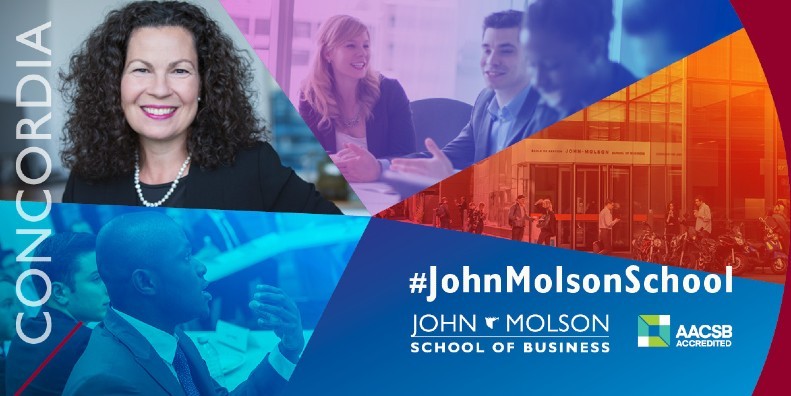 A mosaic featuring Anne-Marie Croteau, dean of the John Molson School of Business, and others