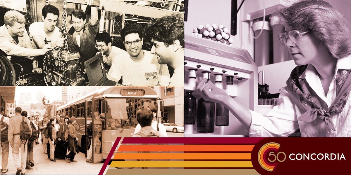 A collage of images from 1995 showing students on campus.