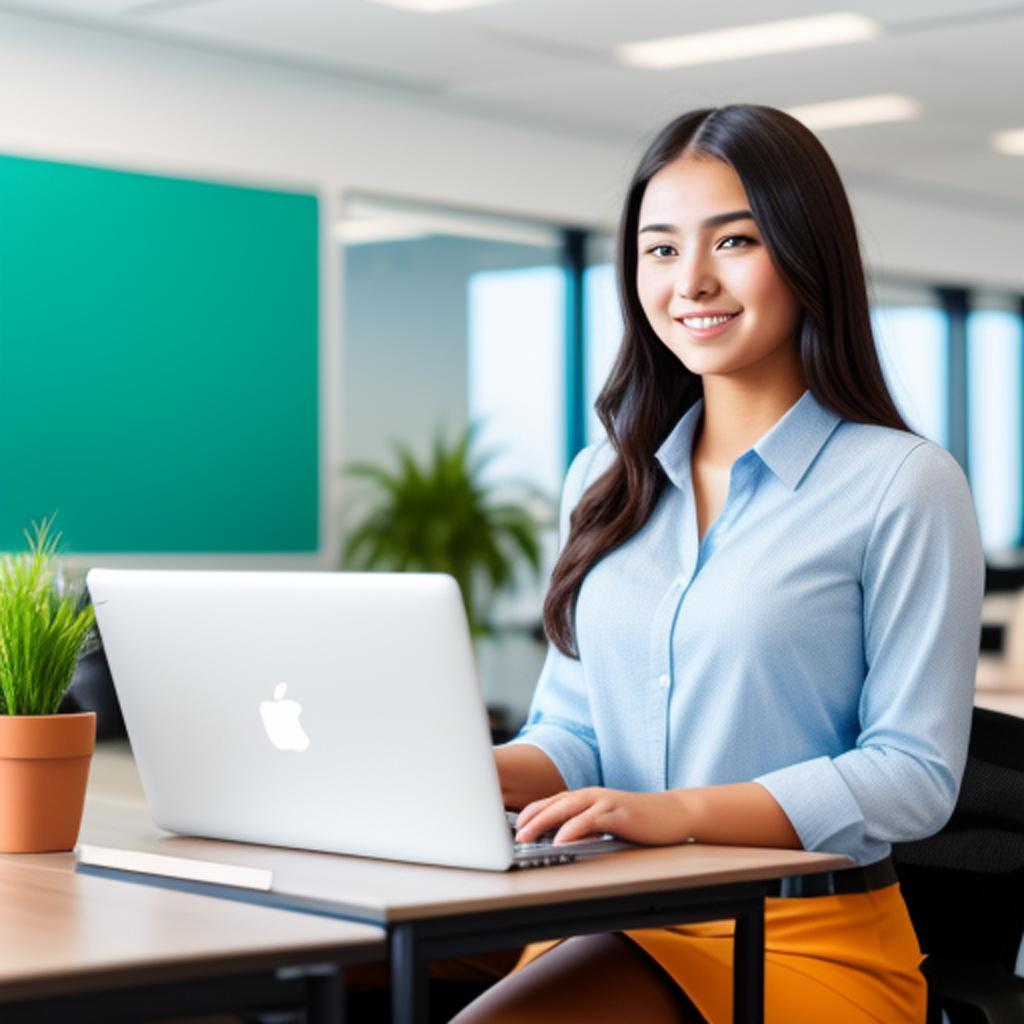 Image of a student working at the desk with a laptop