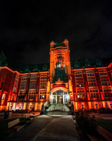 AD Building lit orange