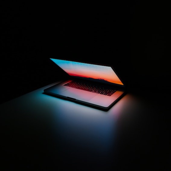 glowing laptop
