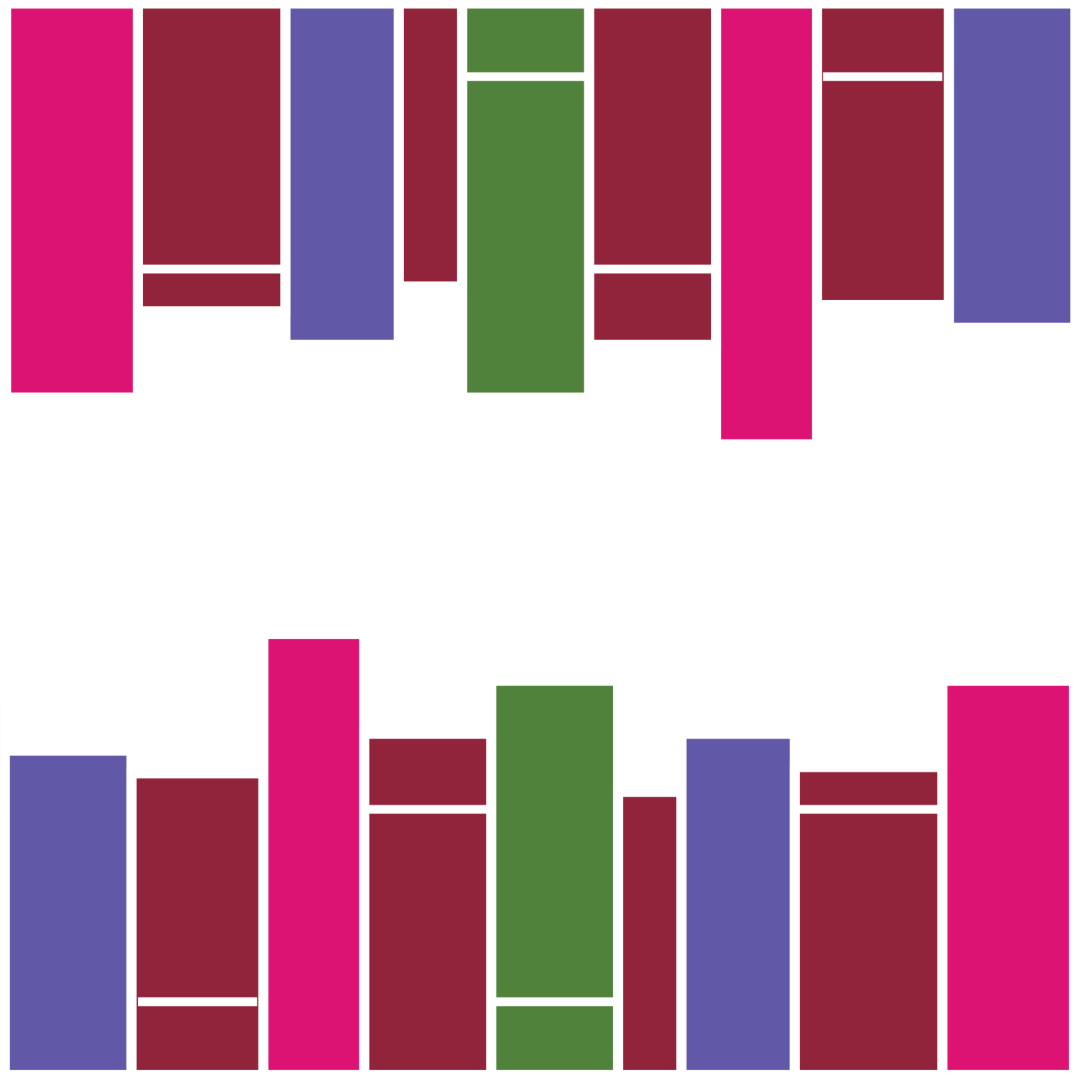 Colourful illustration of book spines