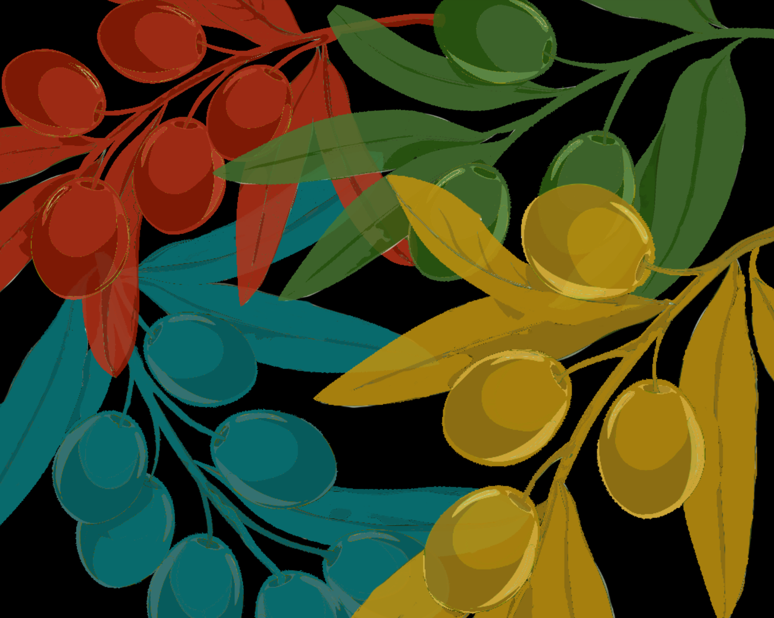 Multi-coloured crown-shy trees