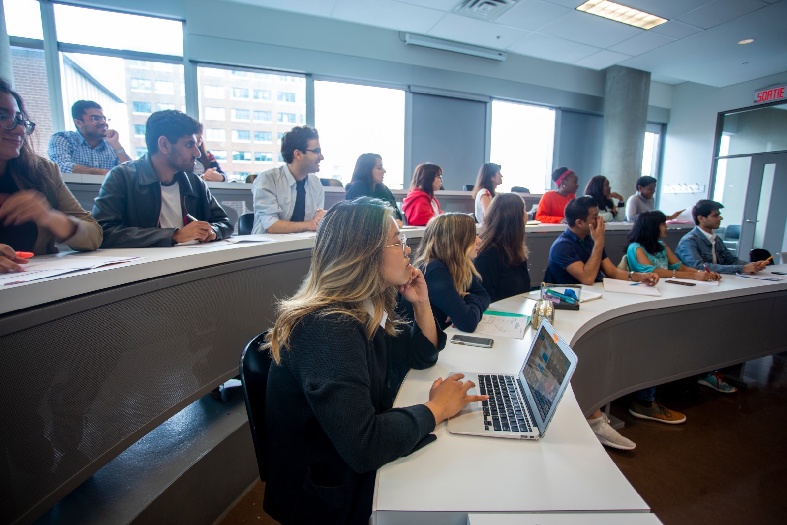 Students sit in classroom