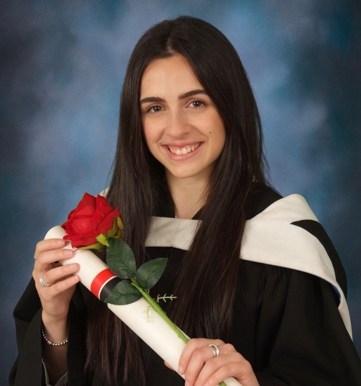 A graduation photo of Daniela Presta, PhD student in the Department of Health, Kinesiology & Applied Physiology