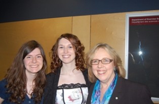 Pictured left to right: Concordia students Elsbeth Cossar and Schareen Maher pose with Elizabeth May, Member of Parliament and leader of the Green Party of Canada - Photo courtesy Elsbeth Cossar