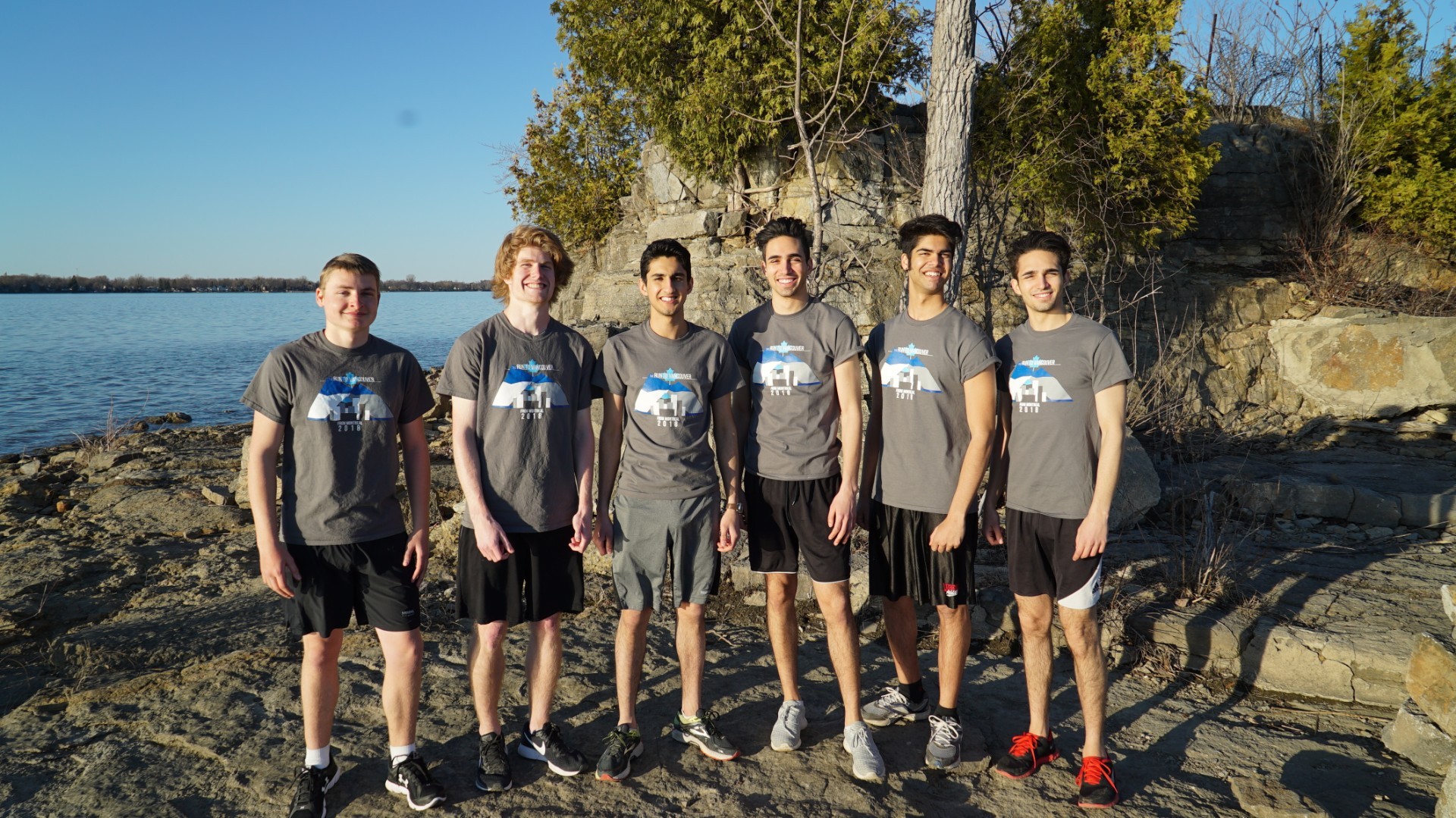 The Montreal Runners, left to right, Michael Davies, Keiston Herchel, Akshay Grover, Marc-André Blouin, Muhan Patel and Matthieu Blouin.