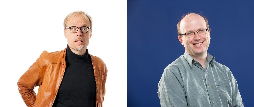 Andre Furlani (left) is pictured wearing a beige jacket and black turtleneck. Steven High (right) is pictured wearing a blue button-down shirt. Both are wearing glasses