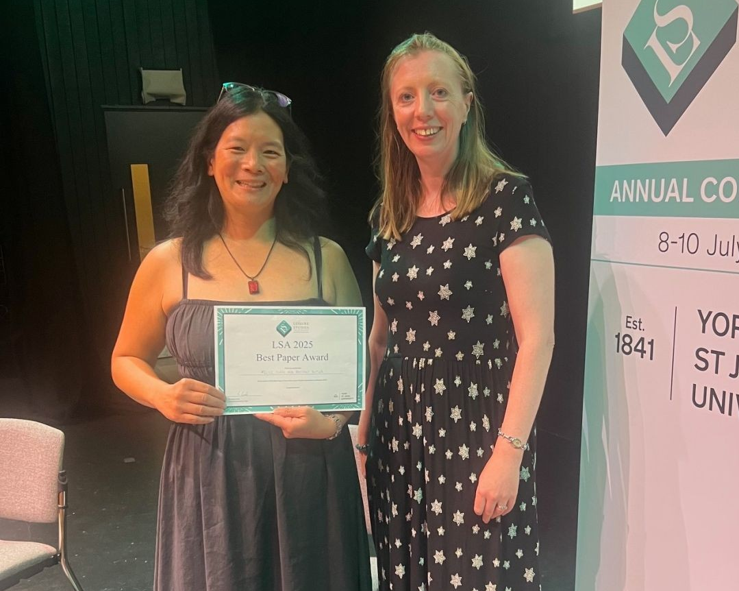 Dr. Felice Yuen and alumna Brittany Butler win Best Paper at the Leisure Studies Association (UK) Conference