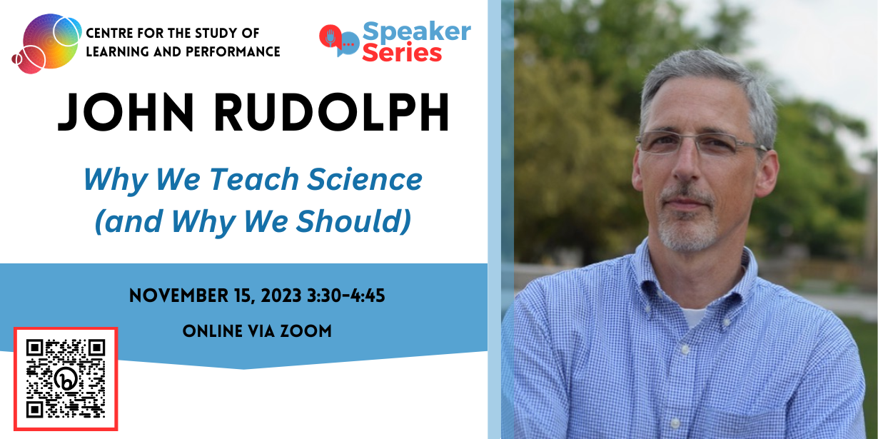 Banner poster for John Rudolph Speaker Series event