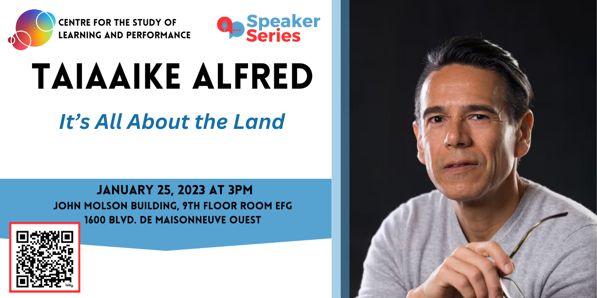 CSLP Speaker Series with Taiaiake Alfred event banner