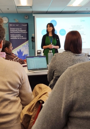 Ghayda Hassan presenting at the Halifax workshop