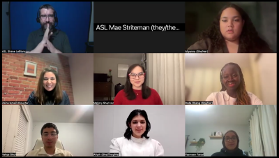 Image capture of the Zoom call with participants in the panel discussion