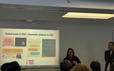 Photo of Britney Vu and Vitor Yano promoting CSLP events