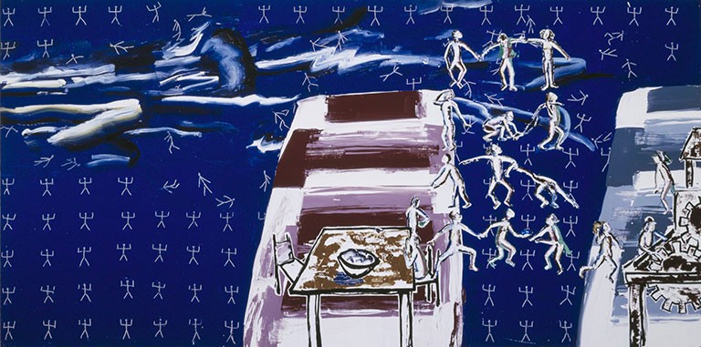Carol Wainio, Plurial Possibilities, 1982. Acrylic on masonite. Collection of the Musée d'art contemporain de Montréal.