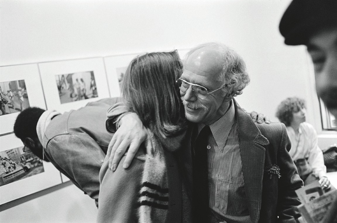 A photo by Gabor Szilasi of Tom and Katherine Tweedy greeting each other at Tom’s exhibition at Galerie Yajima in 1980. In the background is Helena Lawrynowicz, Tom’s partner for more than 40 years. 