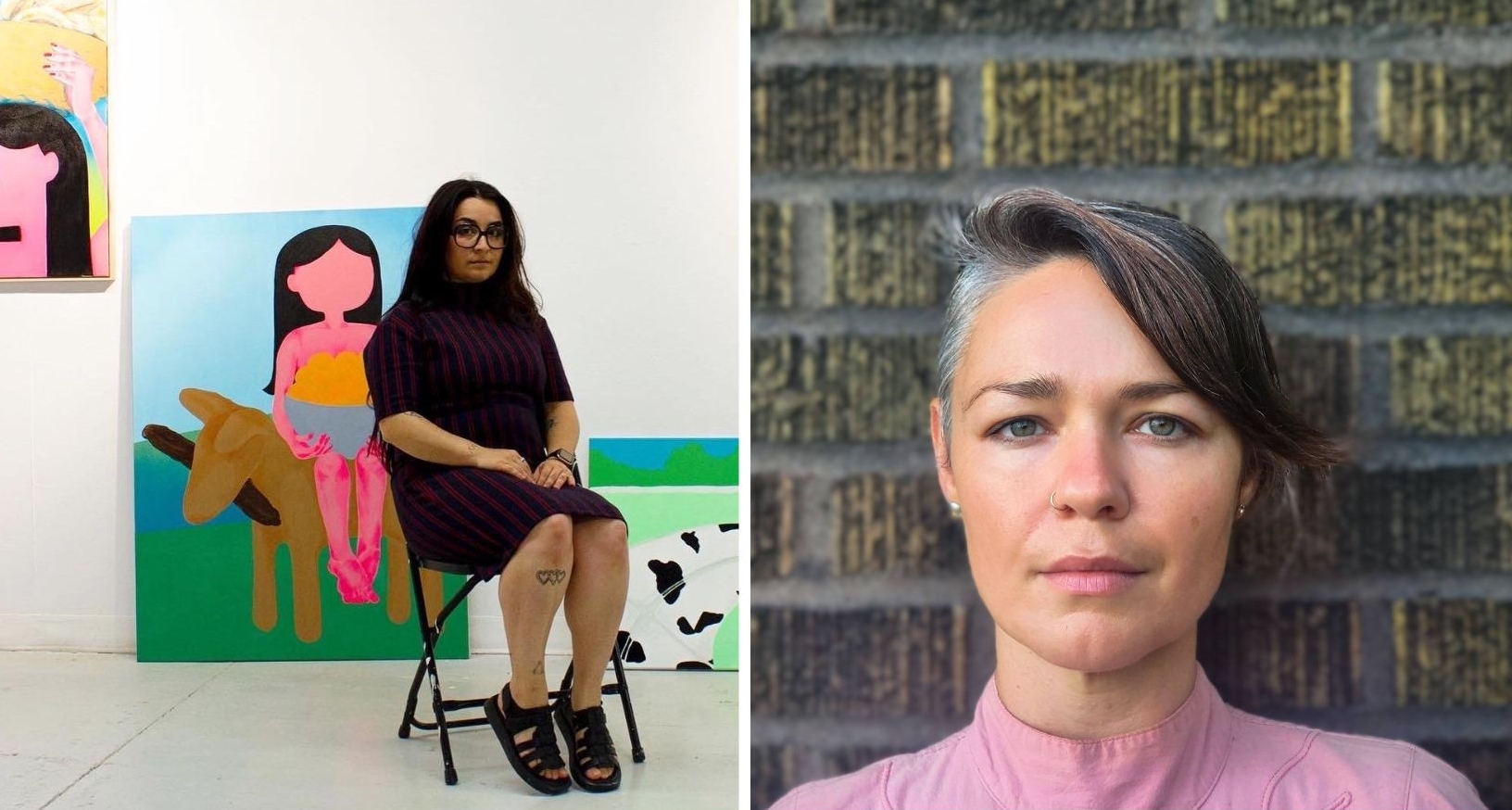 Pictures of women artists Alexandra Resbri and Charissa von Harringa