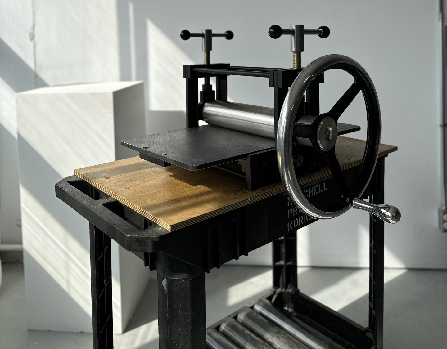 Print press by Mitch Mitchell Printmaking press