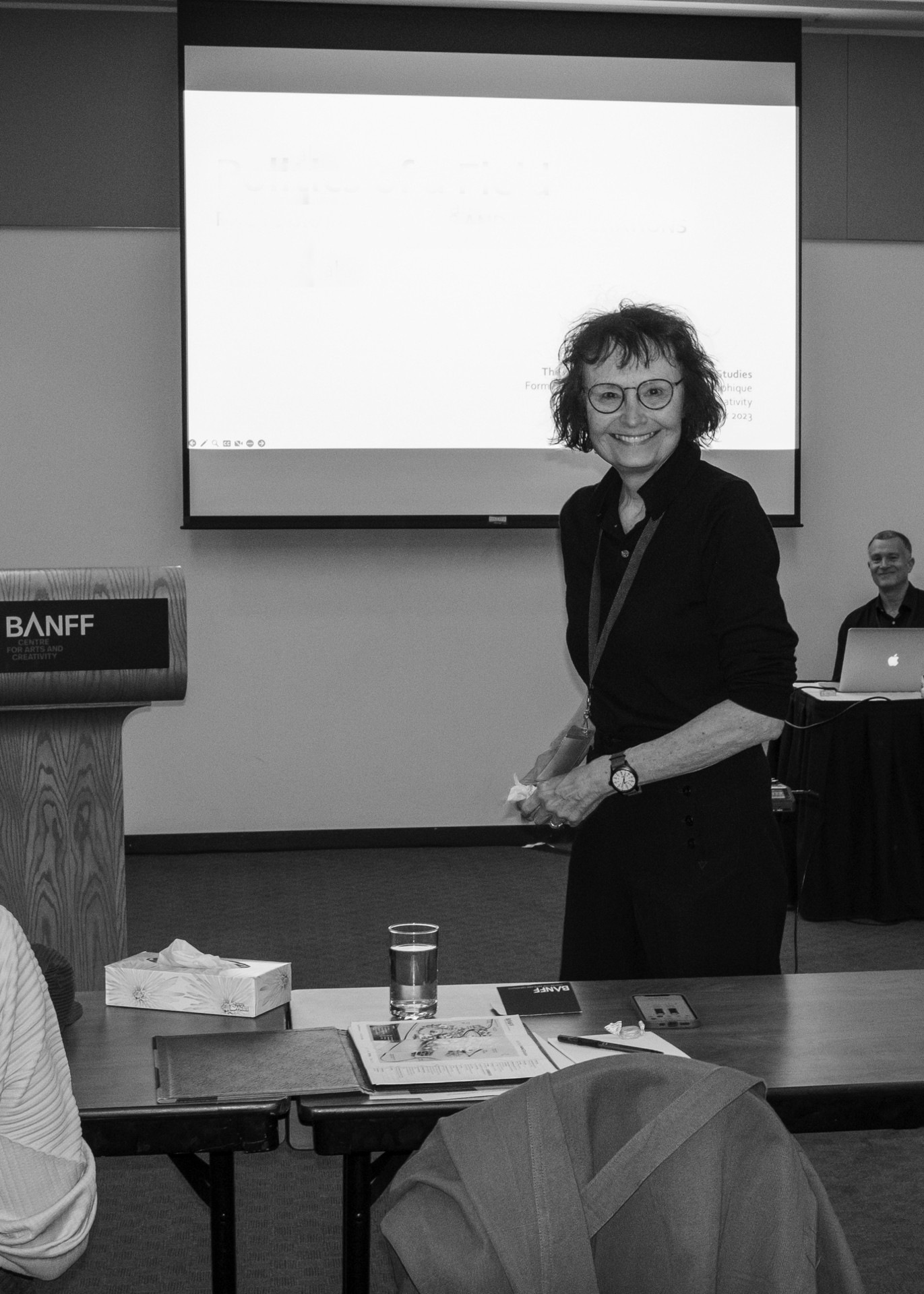 Martha Langford Portrait of woman teaching in black and white