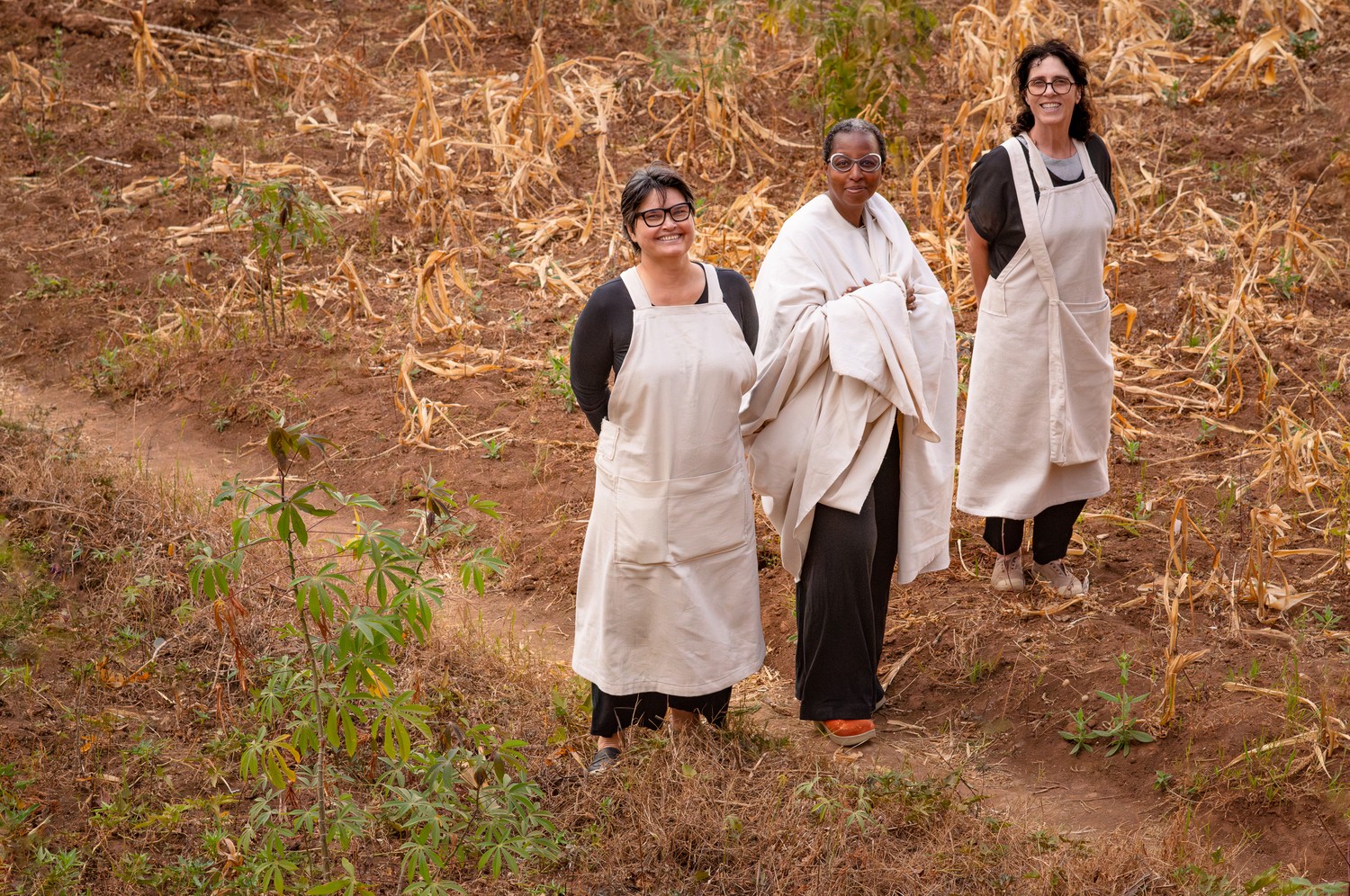Three women in white in Kigali