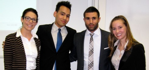 Samer Balaghi, Christopher Carpini, Kirsten Law and Catherine Richard represented Concordia University’s John Molson School of Business (JMSB) at this year’s International Case Competition @ Maastricht (ICC@M) in the Netherlands in 2012.