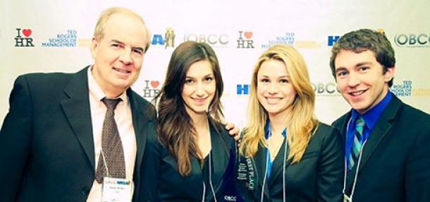 Photo left to right: Aaron Dresner (Coach), Jennifer Solman, Jessica Daigneault, Antoine Audy-Julien.