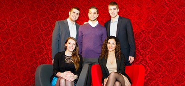 Five undergraduate students from Concordia University’s John Molson School of Business (JMSB) participated in the 2013 EDGE Case Competition hosted by the University of Alberta on February 1 to 3. Erik Choquette, Jessalyn Hanna, James Malorni, Danny Shakibaian, and Valentine Vaillant were the JMSB representatives.