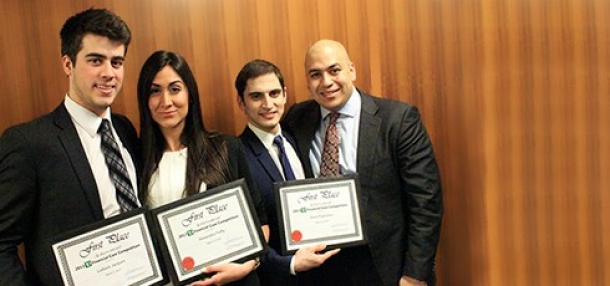 From left to right: Ludovic Jacques, Alexandra Duffy, Dinos Papoulias, Amr Ezzat (coach). Photograph by Douglas Chananda, in 2013.